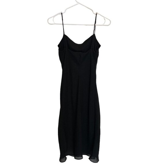 Jump Black Dress Spaghetti Strap Lined Sheer Overlay Draped Cowl Neck Size 7/8 - Picture 3 of 8